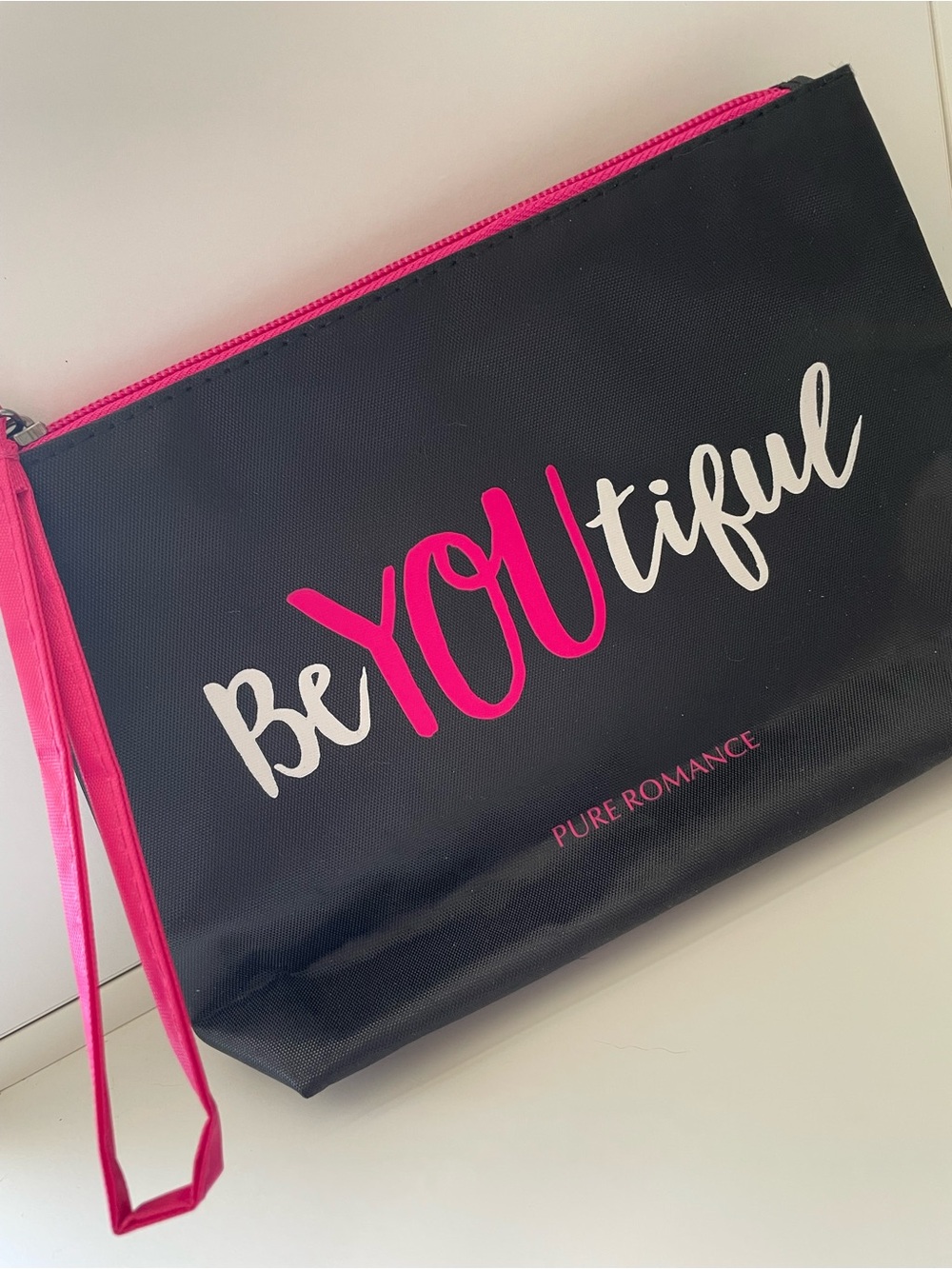 Pure Romance Champagne Wishes Pink Pouch & BeYOUtiful Black Cosmetic Bag Set - Picture 2 of 5
